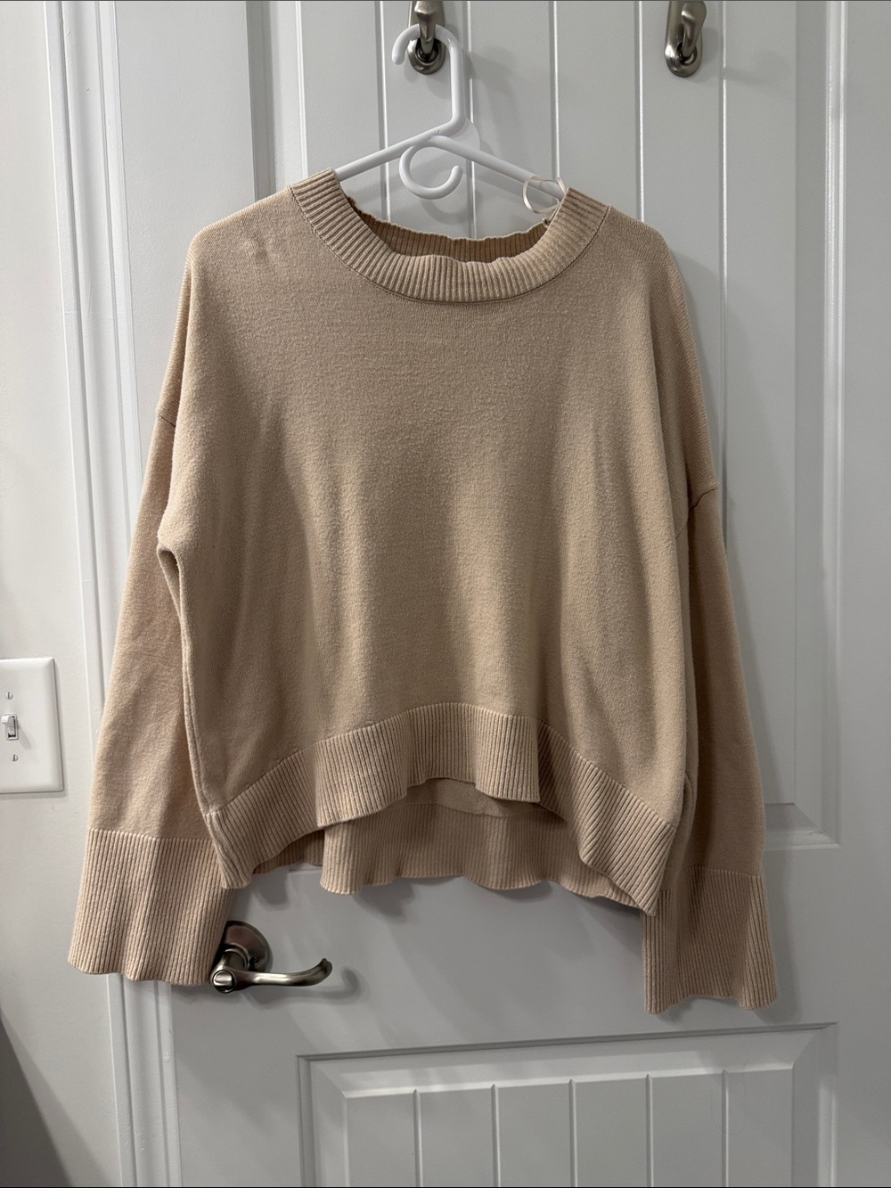 Olive + oak XL Beige Crewneck Women's Sweater - Minimal Pullover